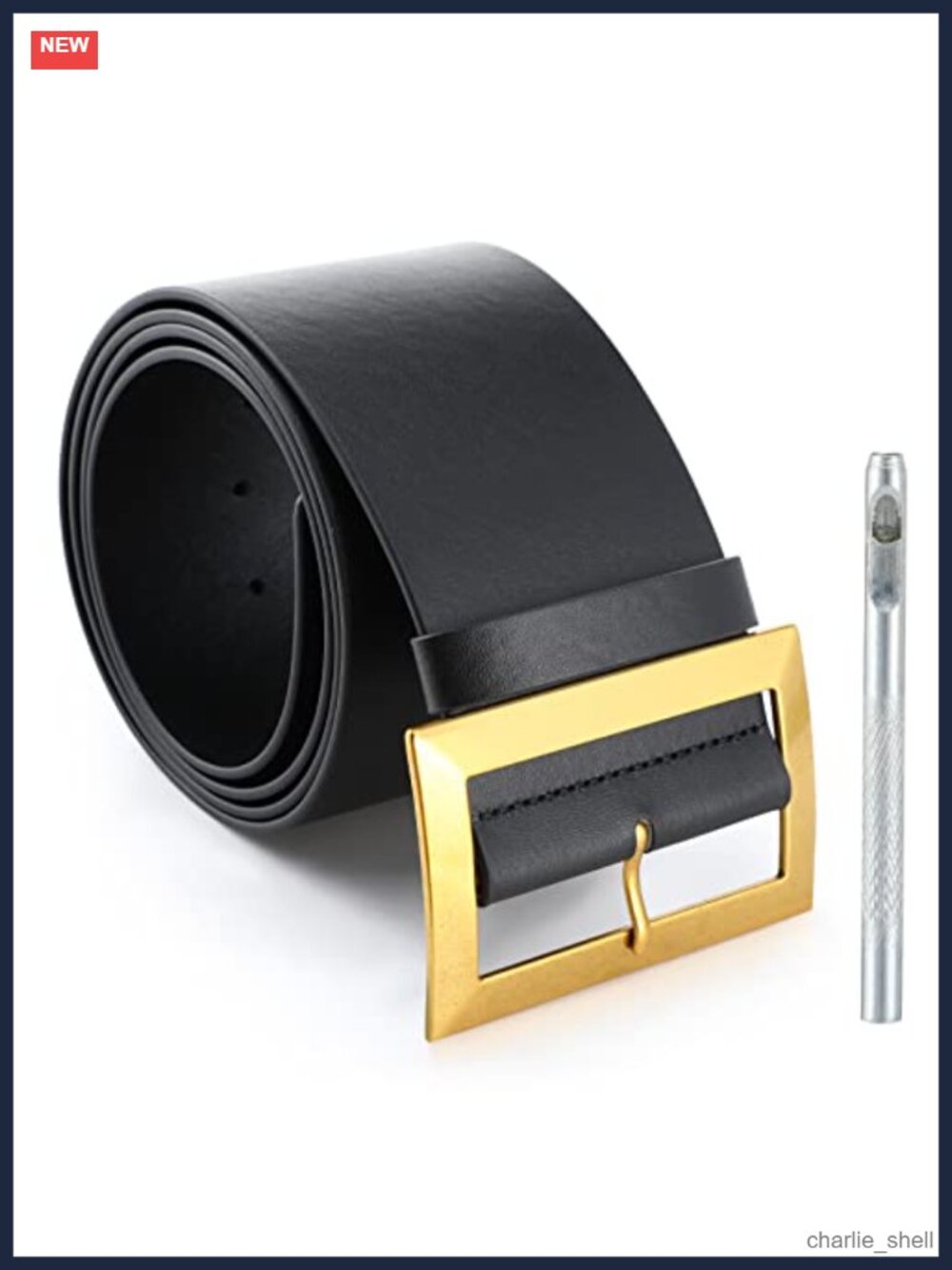 PU Leather Costume Belt Gold Buckle Cosplay Adjustable